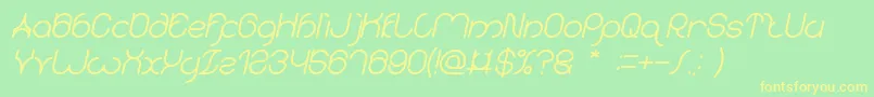 フォントkaritza Bold Italic – 黄色の文字が緑の背景にあります