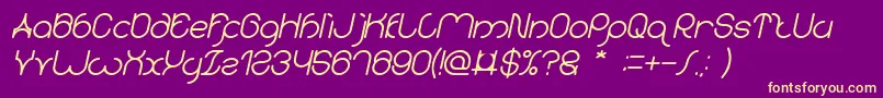 Fonte karitza Bold Italic – fontes amarelas em um fundo roxo