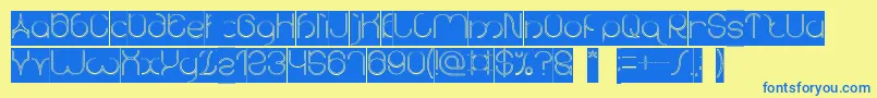 karitza Hollow Inverse-Schriftart – Blaue Schriften auf gelbem Hintergrund
