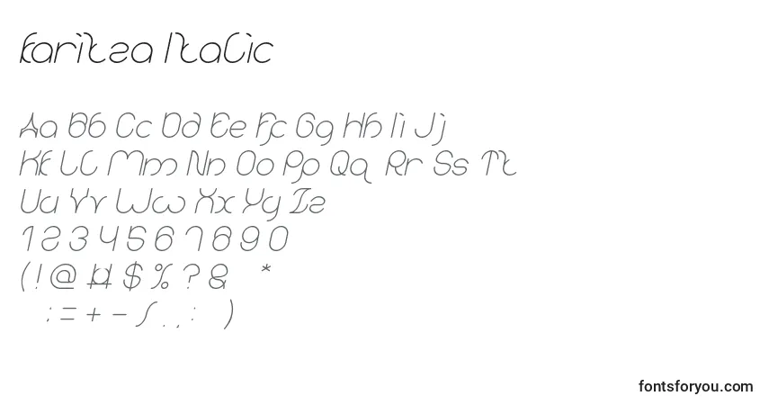 Fuente Karitza Italic - alfabeto, números, caracteres especiales