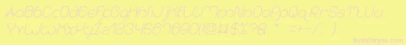 karitza Italic-Schriftart – Rosa Schriften auf gelbem Hintergrund