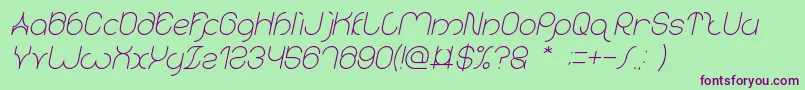 karitza Italic Font – Purple Fonts on Green Background