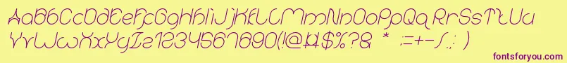 karitza Italic Font – Purple Fonts on Yellow Background