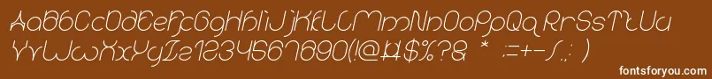 karitza Italic-Schriftart – Weiße Schriften auf braunem Hintergrund
