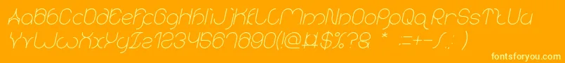 karitza Italic-Schriftart – Gelbe Schriften auf orangefarbenem Hintergrund