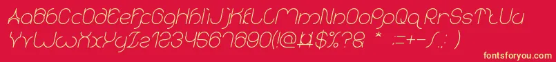 Fonte karitza Italic – fontes amarelas em um fundo vermelho