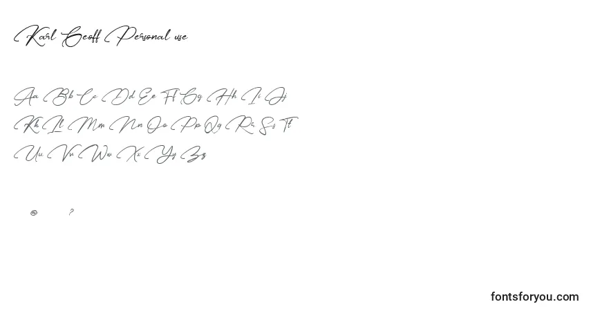 Czcionka Karl Geoff Personal use – alfabet, cyfry, specjalne znaki