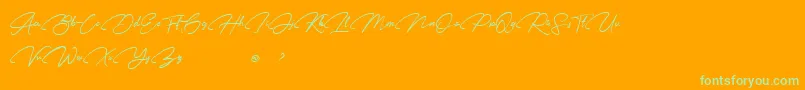 Weitere Informationen zur Karl Geoff Personal use-Schriftart Karl Geoff Personal use-Schriftart – Grüne Schriften auf orangefarbenem Hintergrund