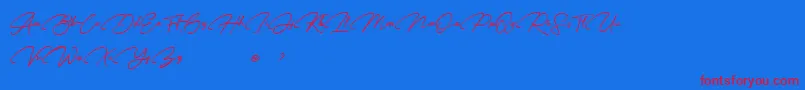 Karl Geoff Personal use-Schriftart – Rote Schriften auf blauem Hintergrund