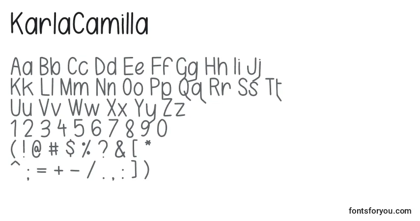 Fuente KarlaCamilla - alfabeto, números, caracteres especiales