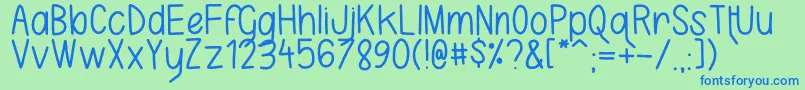 KarlaCamilla Font – Blue Fonts on Green Background