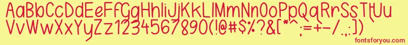 フォントKarlaCamilla – 赤い文字の黄色い背景