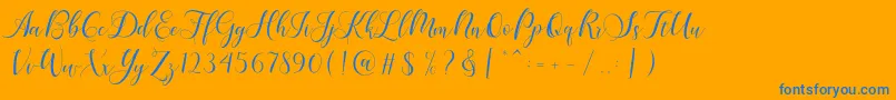 Karliyna Script Font – Blue Fonts on Orange Background