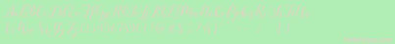 Fonte Karliyna Script – fontes rosa em um fundo verde