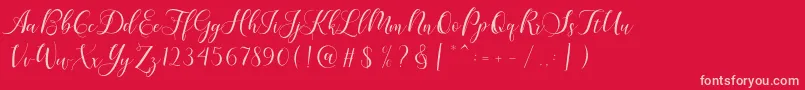 Karliyna Script-Schriftart – Rosa Schriften auf rotem Hintergrund