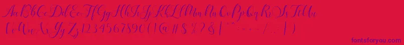 Karliyna Script-Schriftart – Violette Schriften auf rotem Hintergrund