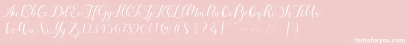 Karliyna Script-Schriftart – Weiße Schriften auf rosa Hintergrund