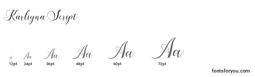 Размеры шрифта Karliyna Script