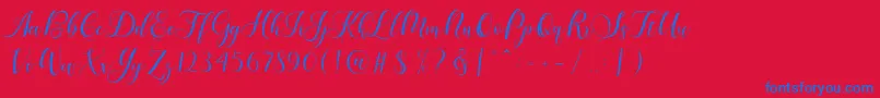 Karliyna Script Font – Blue Fonts on Red Background