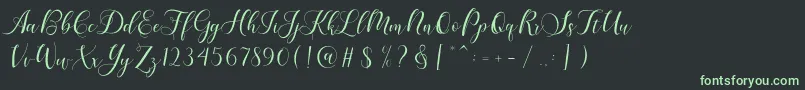 Fonte Karliyna Script – fontes verdes em um fundo preto