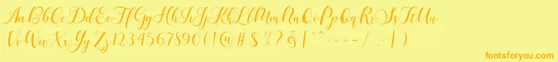 Karliyna Script-Schriftart – Orangefarbene Schriften auf gelbem Hintergrund