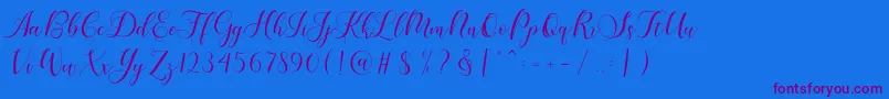 Karliyna Script-Schriftart – Violette Schriften auf blauem Hintergrund