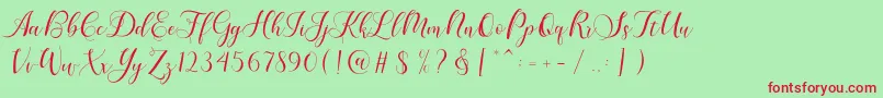 Karliyna Script Font – Red Fonts on Green Background