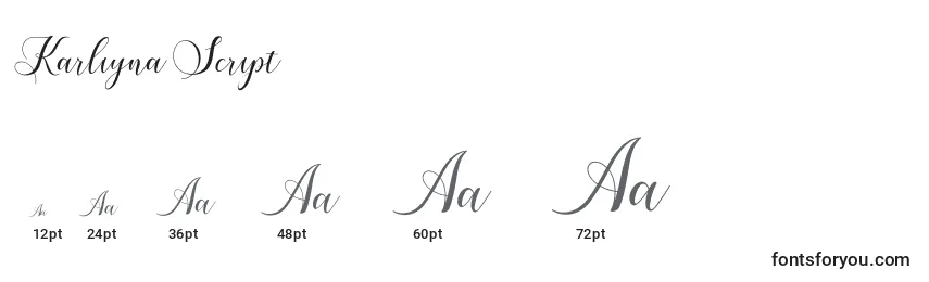 Размеры шрифта Karliyna Script (131399)