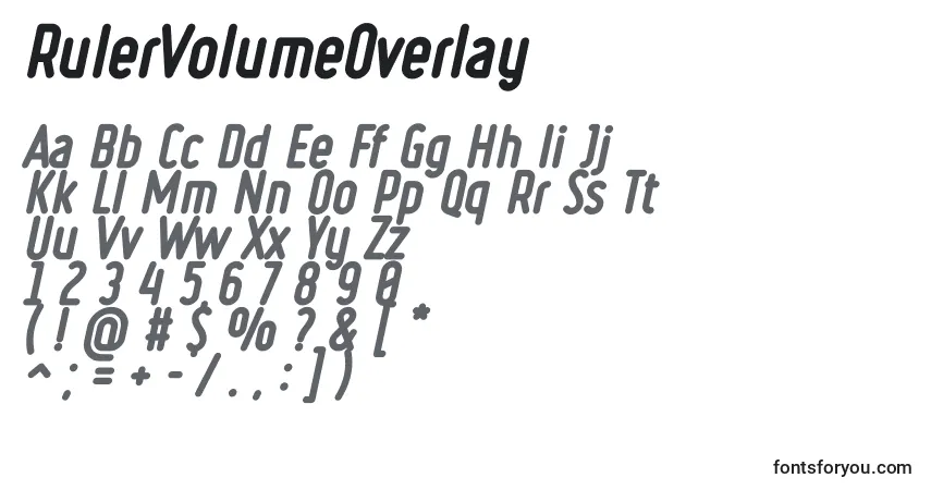 Schriftart RulerVolumeOverlay – Alphabet, Zahlen, spezielle Symbole