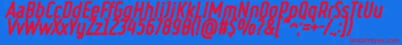 RulerVolumeOverlay-fontti – punaiset fontit sinisellä taustalla