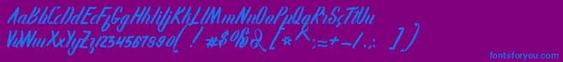 Karlote-Schriftart – Blaue Schriften auf violettem Hintergrund