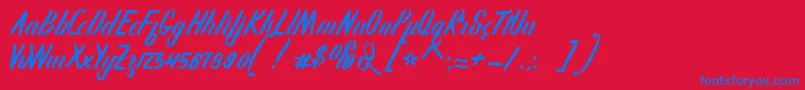 Karlote Font – Blue Fonts on Red Background