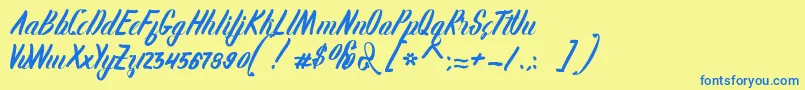 Karlote Font – Blue Fonts on Yellow Background