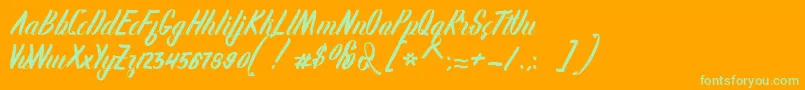 Karlote Font – Green Fonts on Orange Background