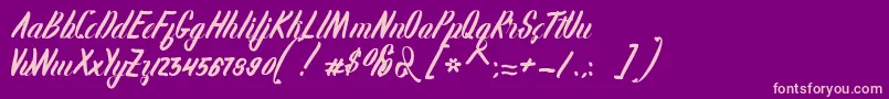 Karlote-Schriftart – Rosa Schriften auf violettem Hintergrund