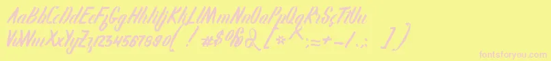 Karlote-Schriftart – Rosa Schriften auf gelbem Hintergrund