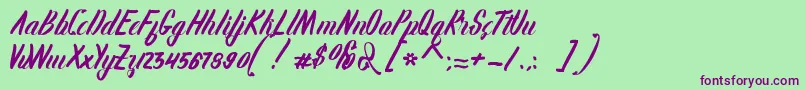 Karlote Font – Purple Fonts on Green Background