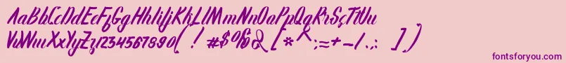 Karlote-Schriftart – Violette Schriften auf rosa Hintergrund