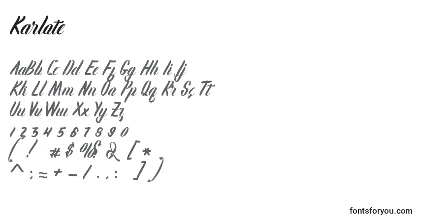 Шрифт Karlote (131402) – алфавит, цифры, специальные символы