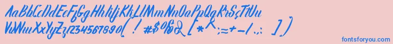 Karlote-Schriftart – Blaue Schriften auf rosa Hintergrund