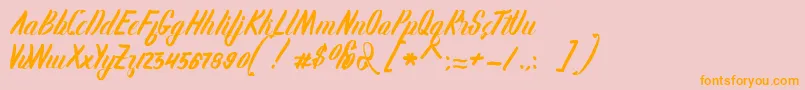 Karlote-Schriftart – Orangefarbene Schriften auf rosa Hintergrund