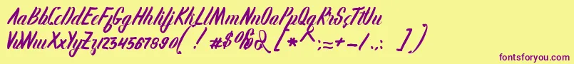 Karlote Font – Purple Fonts on Yellow Background