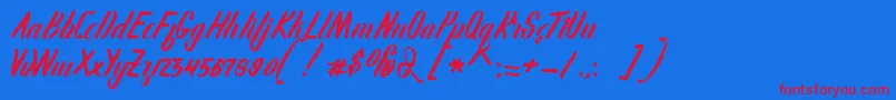 Karlote Font – Red Fonts on Blue Background