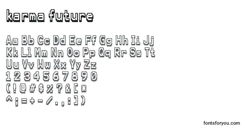 Czcionka Karma future – alfabet, cyfry, specjalne znaki