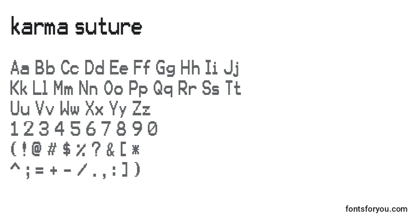 A fonte Karma suture (131405) – alfabeto, números, caracteres especiais