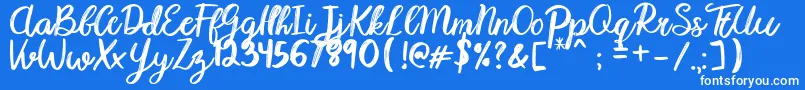 Karmany Regular-Schriftart – Weiße Schriften auf blauem Hintergrund