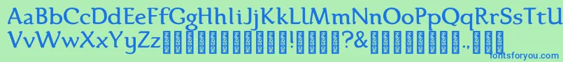 Karolina DEMO Regular Font – Blue Fonts on Green Background