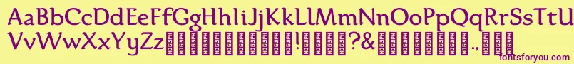 Karolina DEMO Regular Font – Purple Fonts on Yellow Background