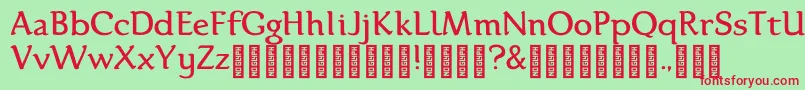 Karolina DEMO Regular Font – Red Fonts on Green Background