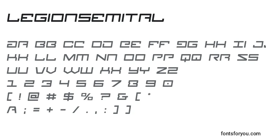 Czcionka Legionsemital – alfabet, cyfry, specjalne znaki